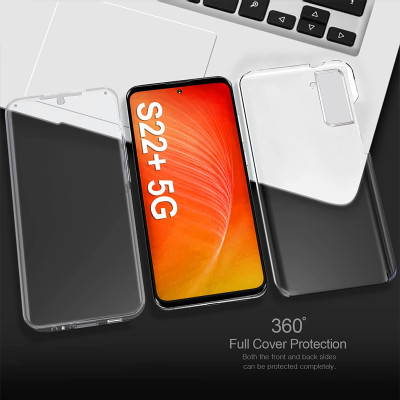   Луксозен ултра тънък Поли-Карбонов комплект предна и задна част със силиконова ТПУ рамка 360° Body Guard за Samsung Galaxy S22 Plus 5G S906B  кристално прозрачен 